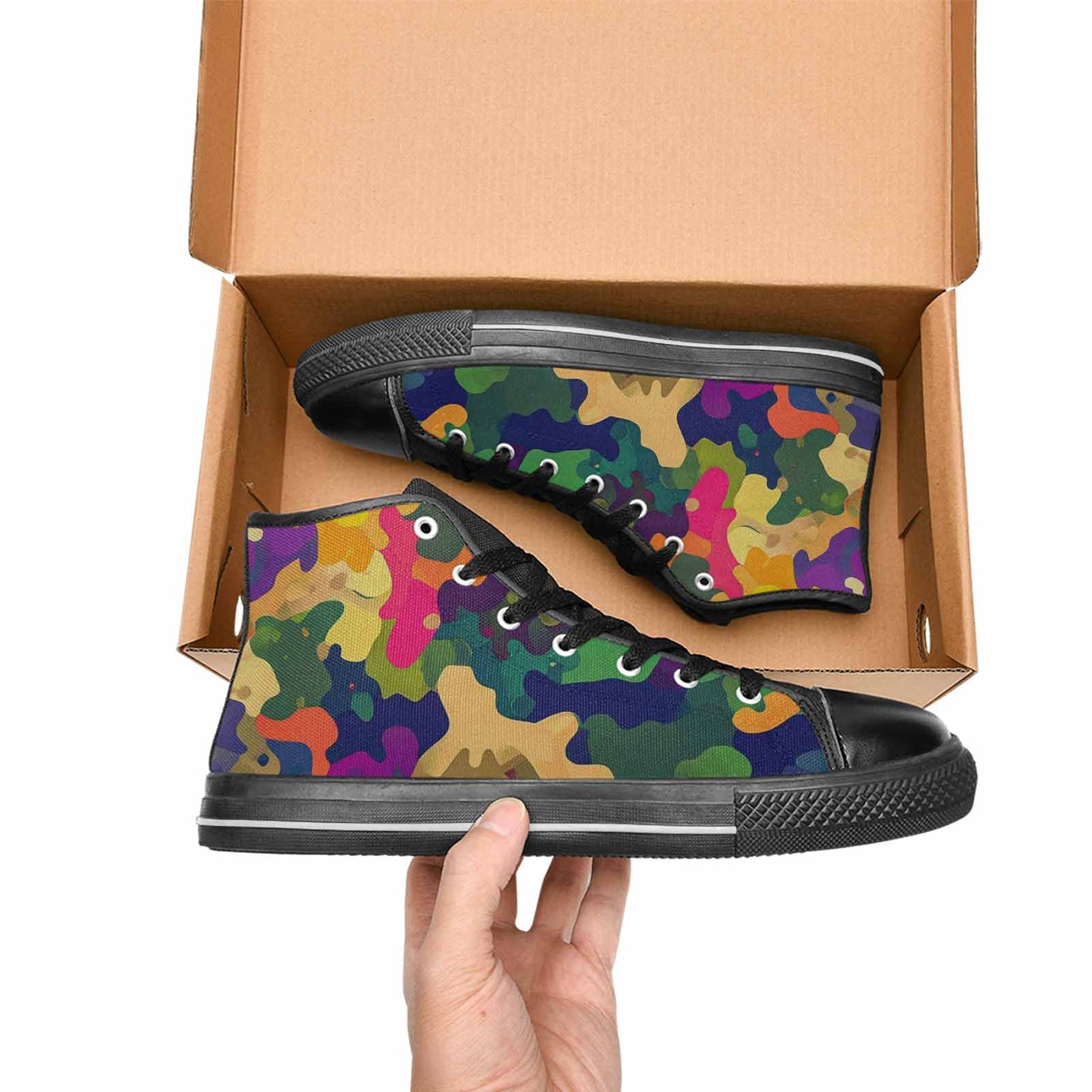 WOMEN'S Military Camouflage Blotch High Top Canvas Dreamcore Custom Sneakers
