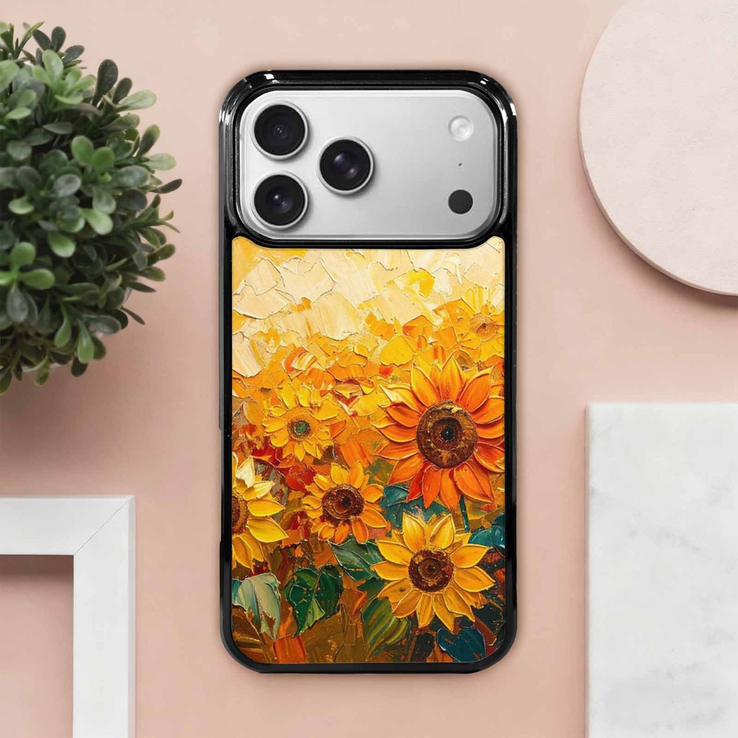 iPhone 17 Pro Max Case — Impressionist Sunflower Brushstroke Pattern Floral, Custom Designed Case Cover