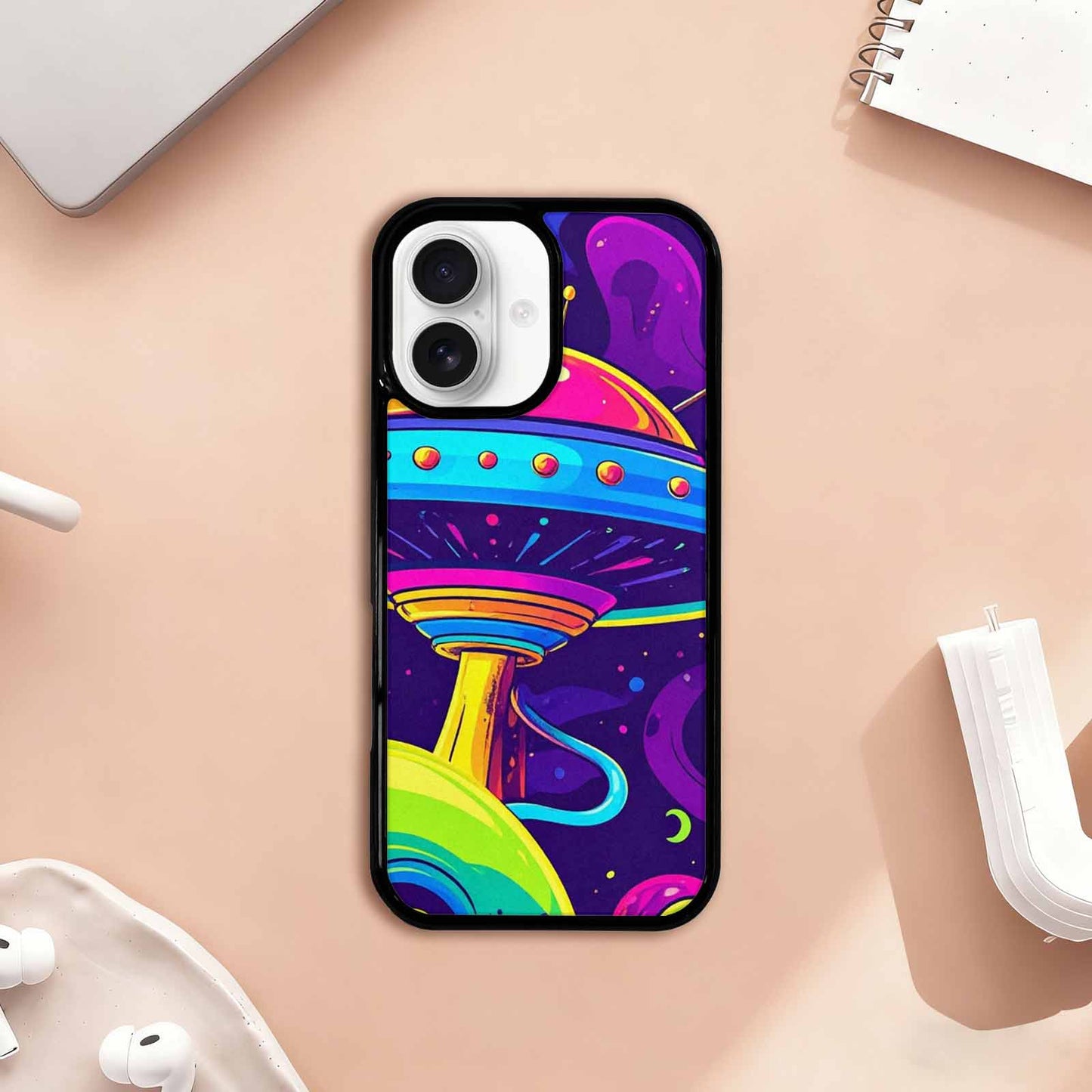 iPhone 17 Case — Alien Ufo Cartoon Art Alien Scifi, Customized Protective Case