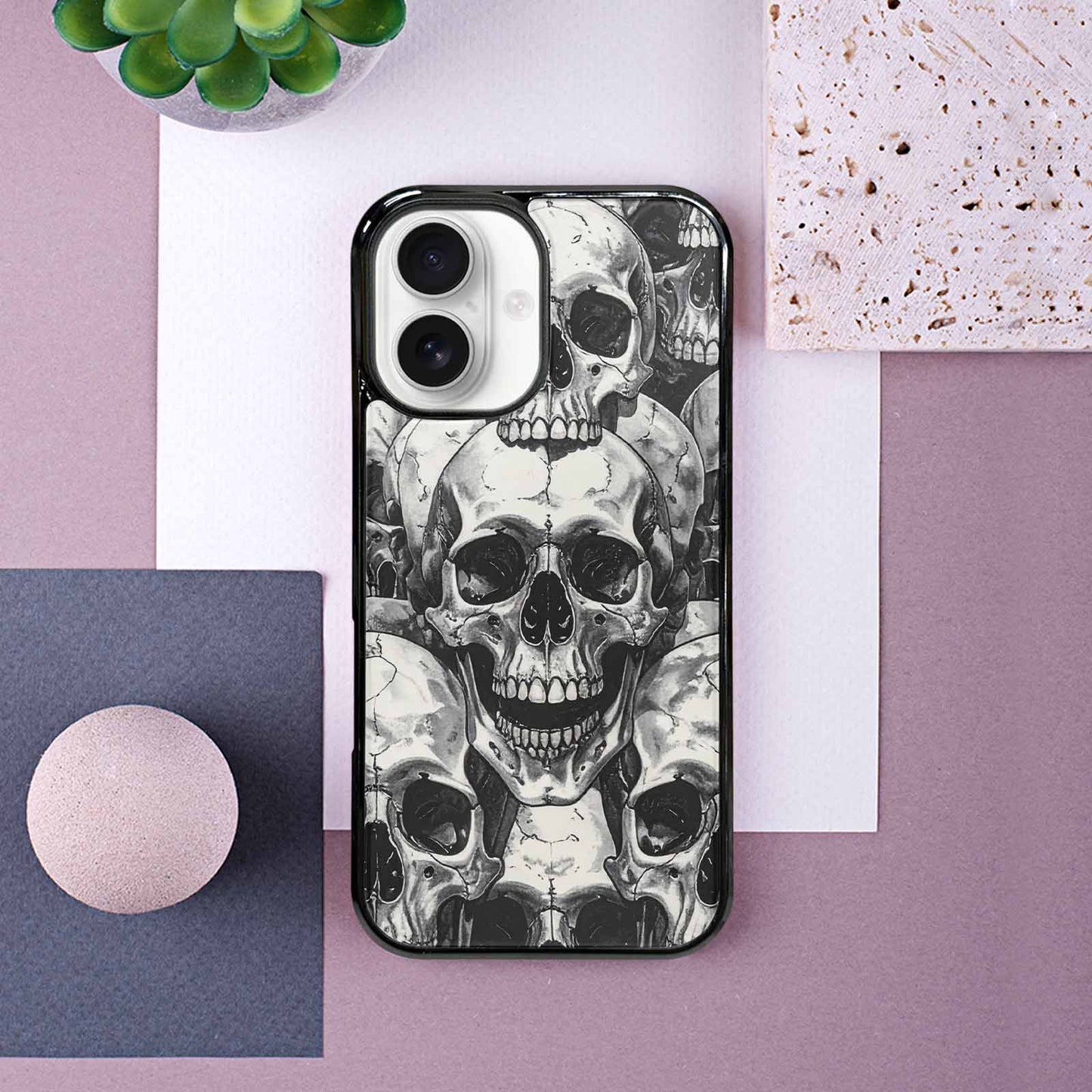 iPhone 16 Case — Tessellated Human Skulls Custom, Unique Phone Case Design