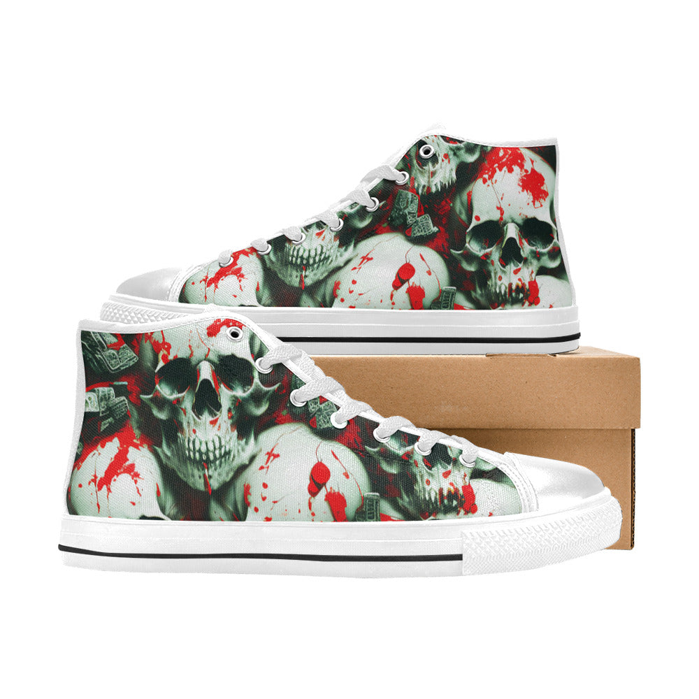 WOMEN'S Splatter Skulls 4 High Top Canvas Y2K Sneakers
