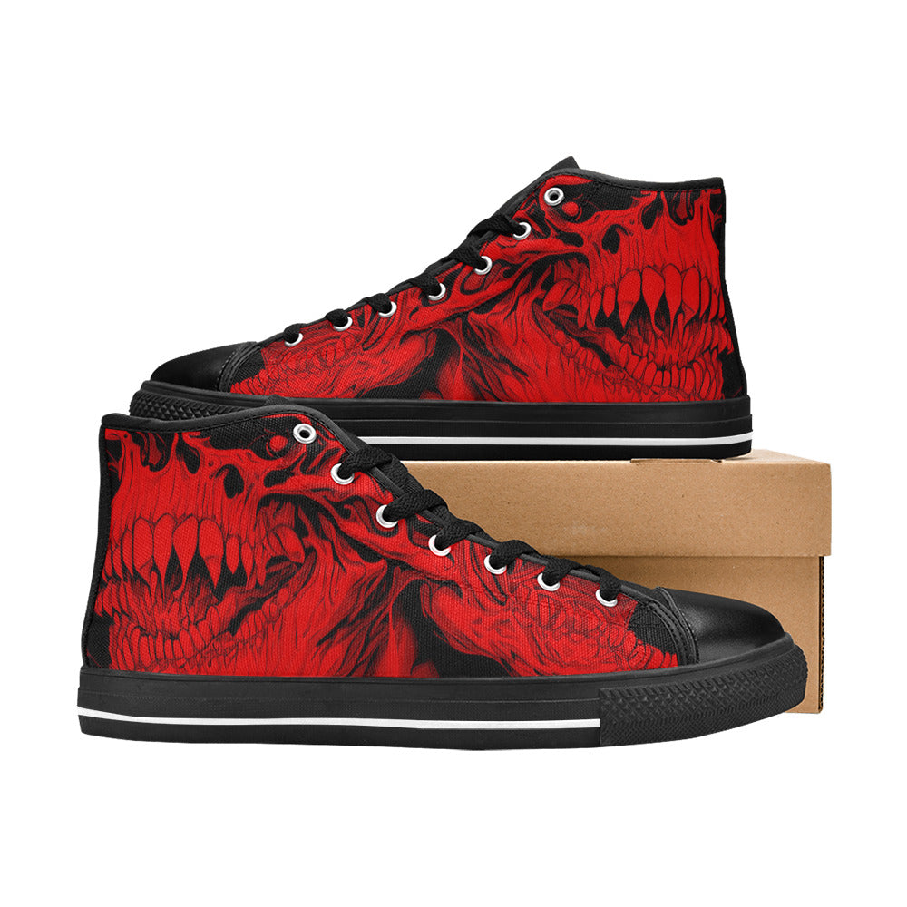 WOMEN'S Cc Demons Red High Top Canvas Neon Fantasy Custom Sneakers