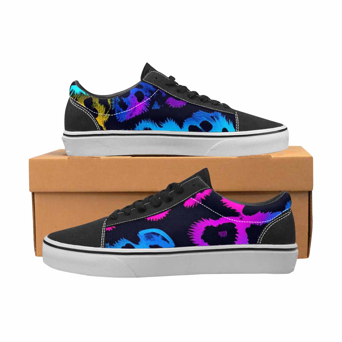 MEN'S Leopard Print Neon Canvas Lace-Up Vivid Sneakers