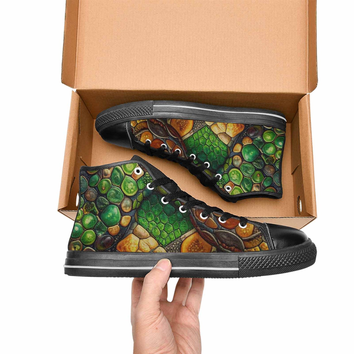 MEN'S Snake Skin Reptile High Top Canvas Aesthetic Custom Shoes