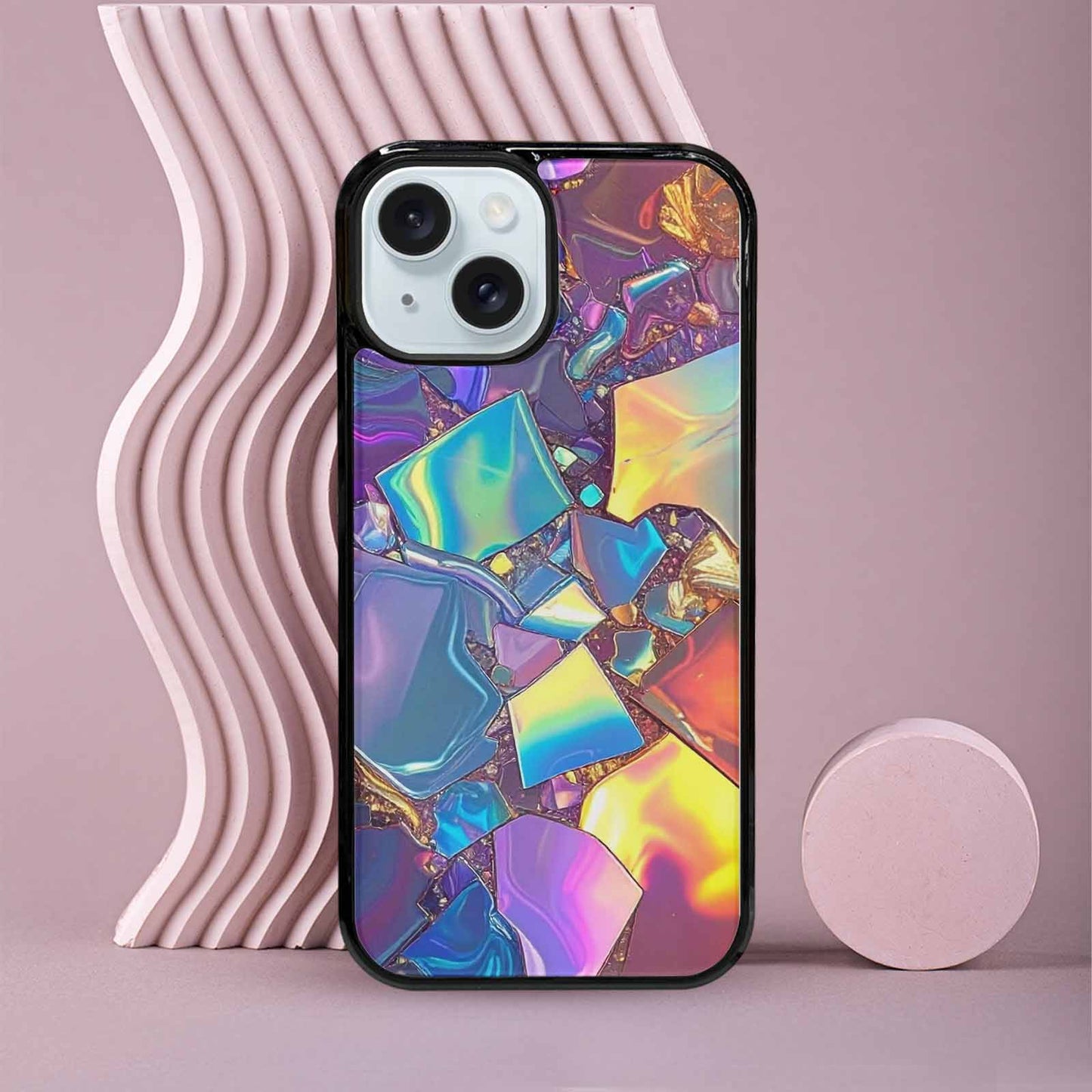 iPhone 15 Case — Holographic Iridescent Shimmer Pattern Hundreds Of, Custom Printed Phone Case