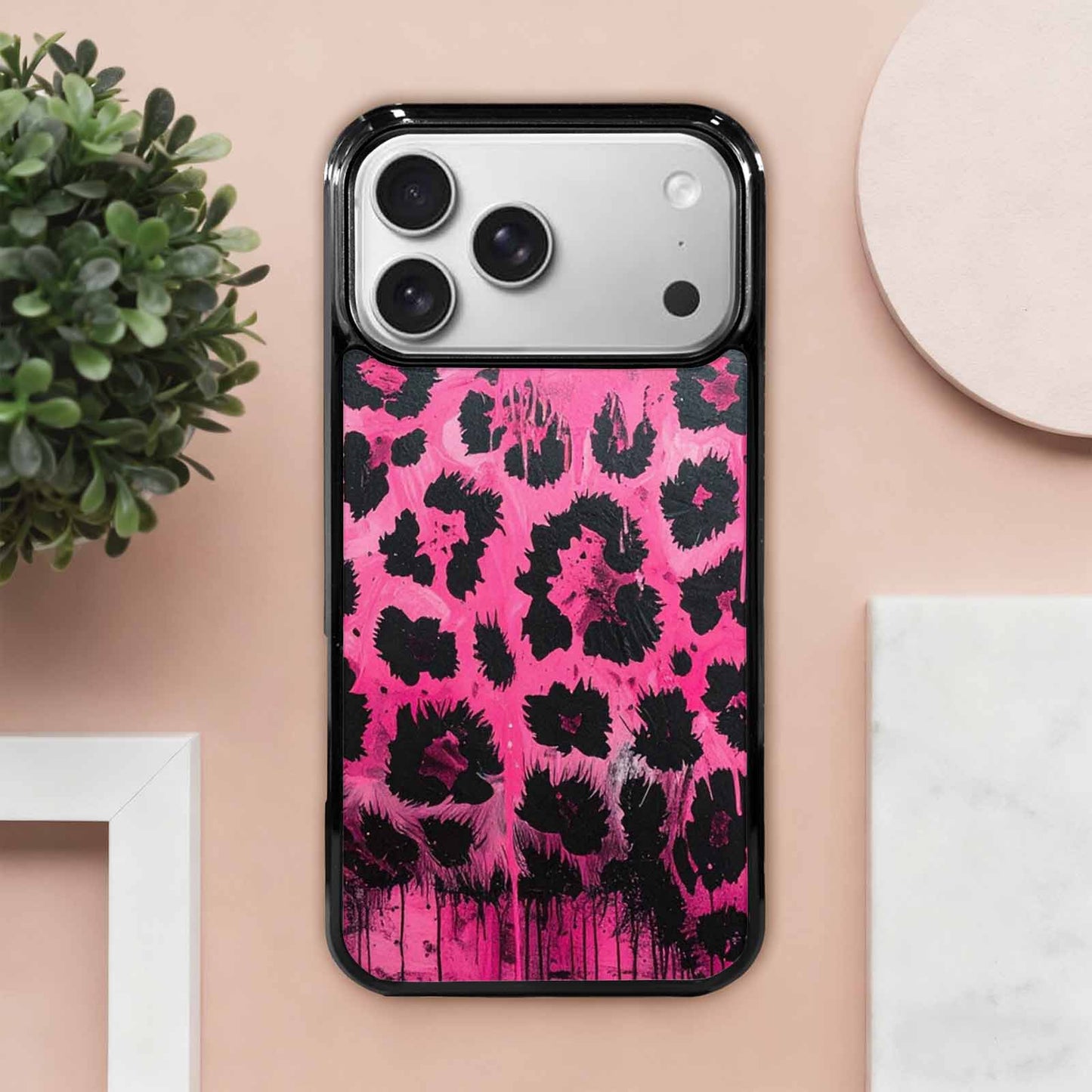 iPhone 17 Pro Max Case — Black & Pink Ink Animal Print, Custom Print Case Cover