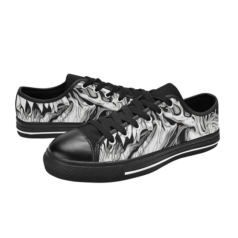 WOMEN'S Cc Demons Grey Canvas Aesthetic Custom Sneakers