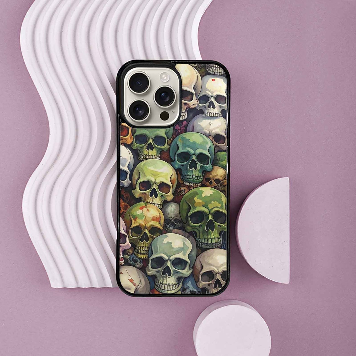 iPhone 16 Pro Max Case — Skulls Pattern Hundreds Of Sma, Custom Print Case Cover