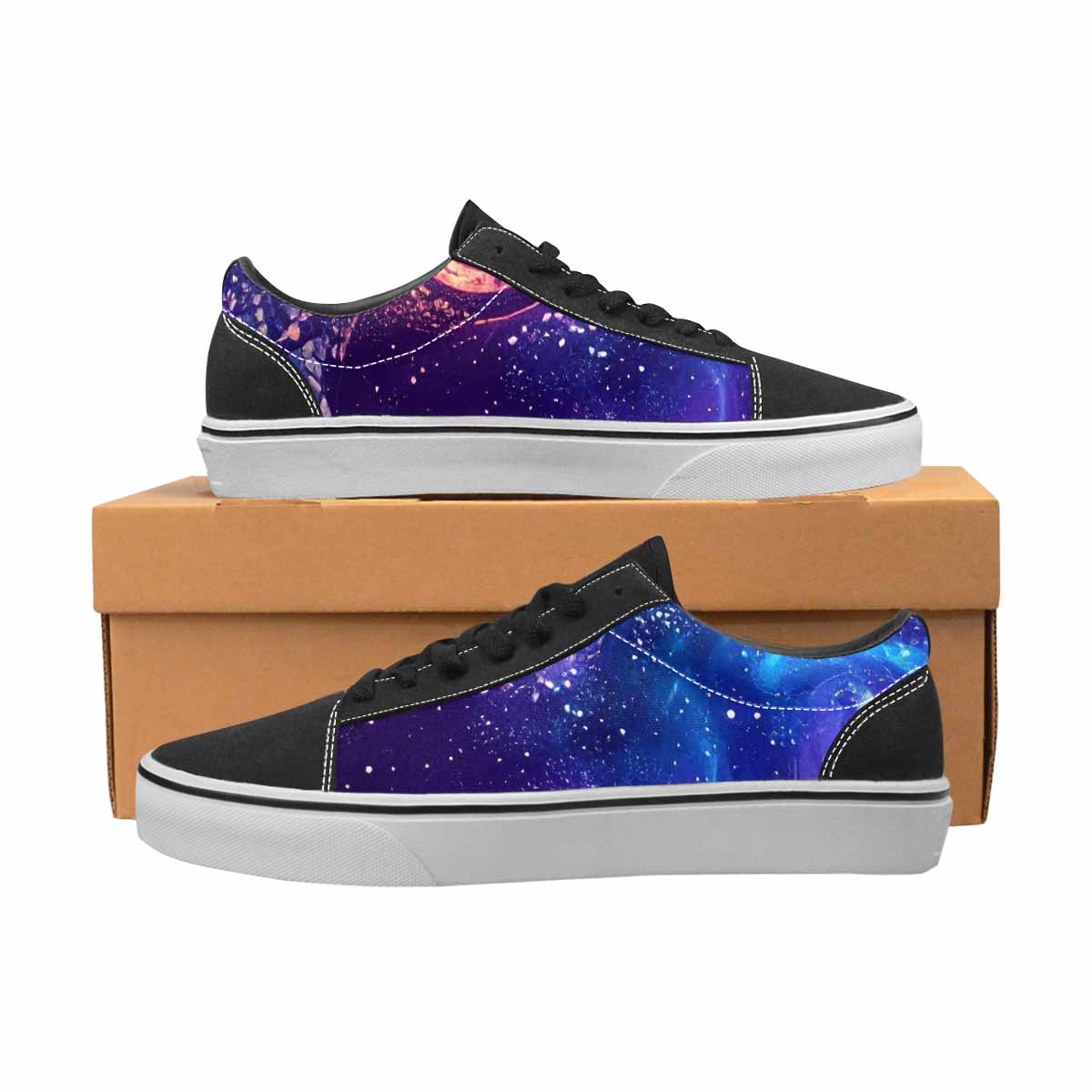 WOMEN'S Galaxy Snake Print Canvas Lace-Up Dark Academia Custom Sneakers