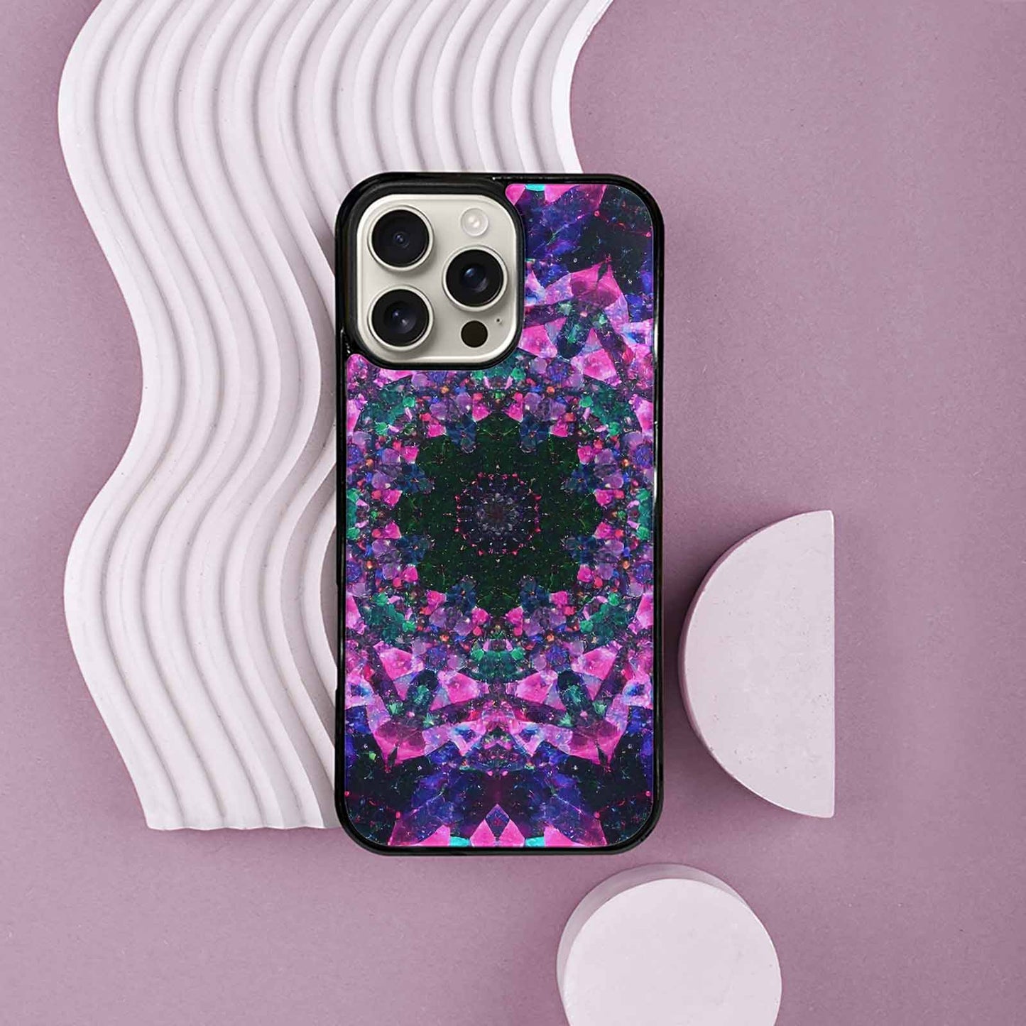 iPhone 16 Pro Max Case — Crystal Mandala Art Seamless Pattern Vibrant, Custom Phone Case