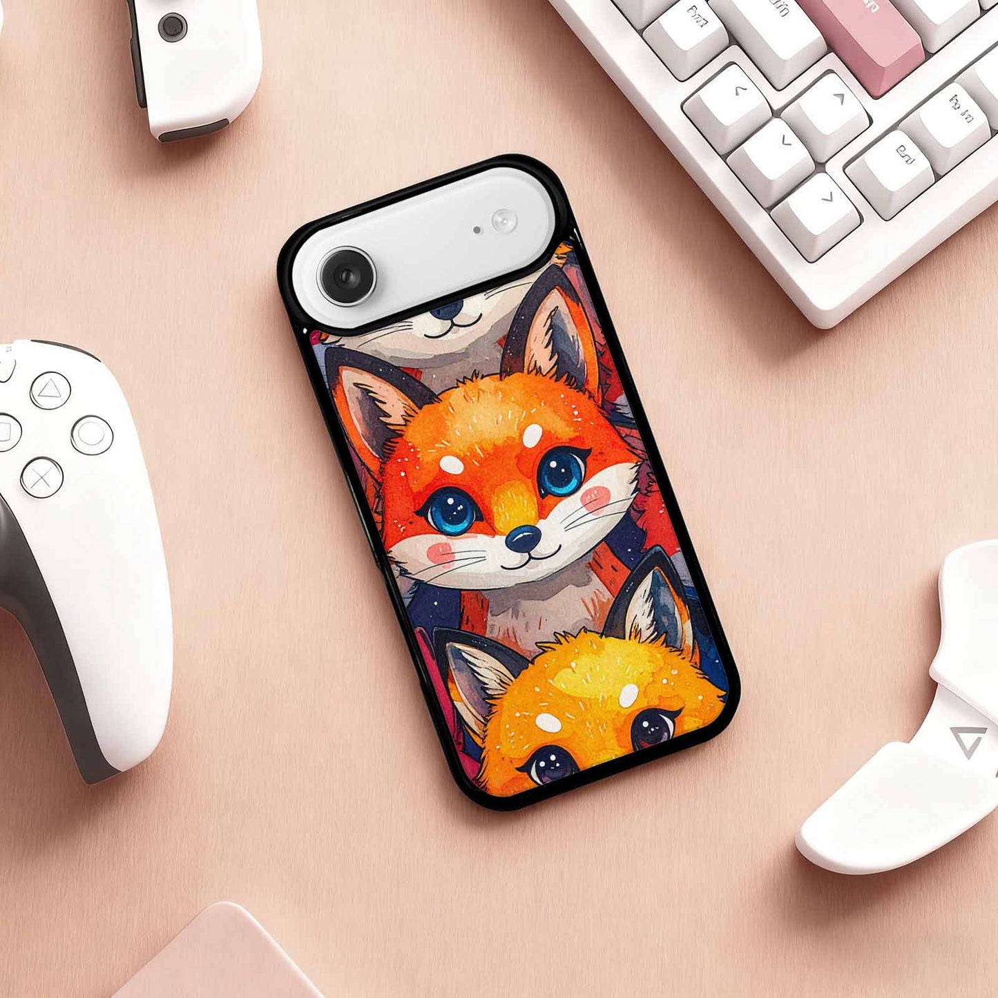 iPhone 17 Air Case — Watercolor Kawaii Fox Faces Watercolor Abstract, Custom Print Case Cover