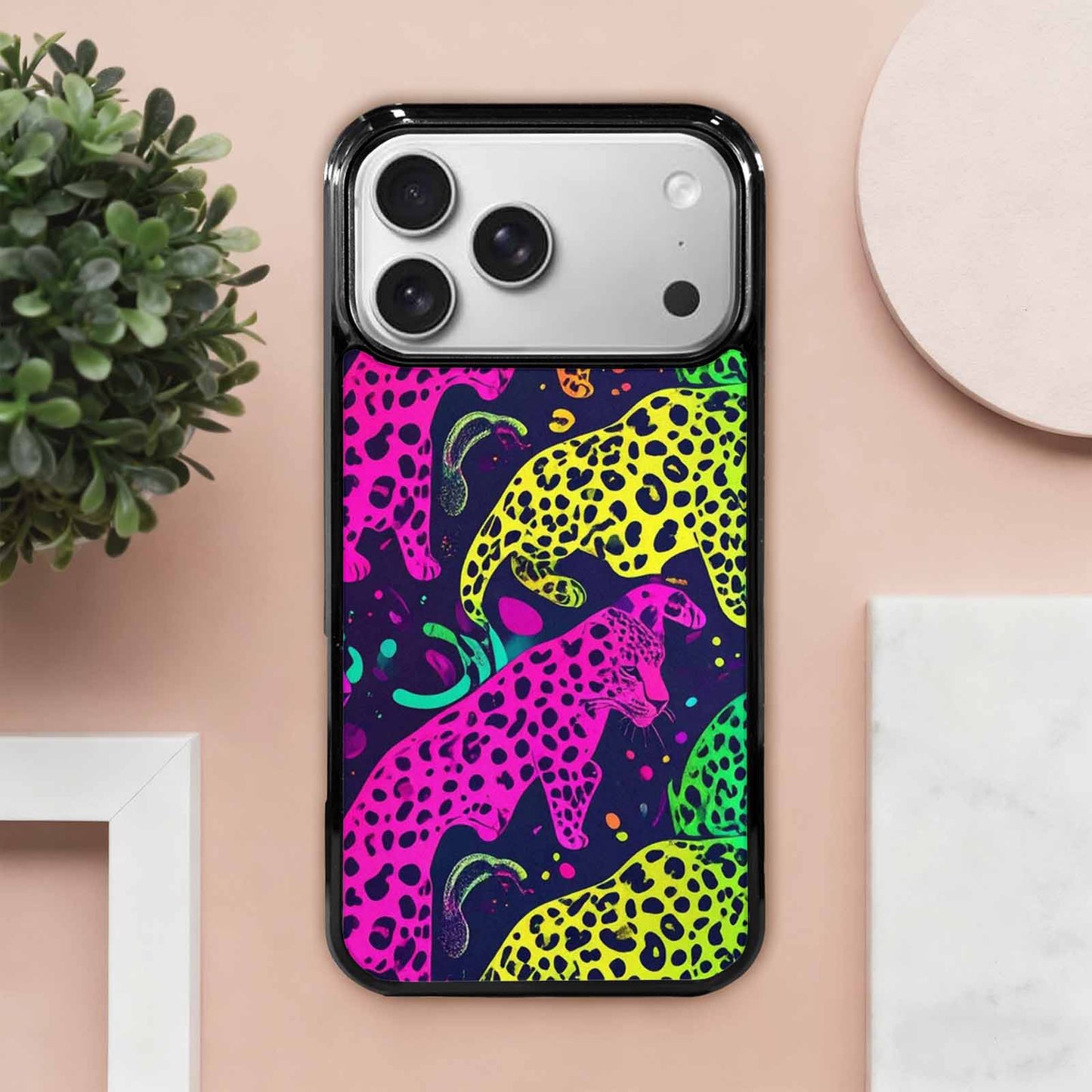 iPhone 17 Pro Max Case — Leopard Print Neon Seamless Animal Print, Custom Made Phone Cover