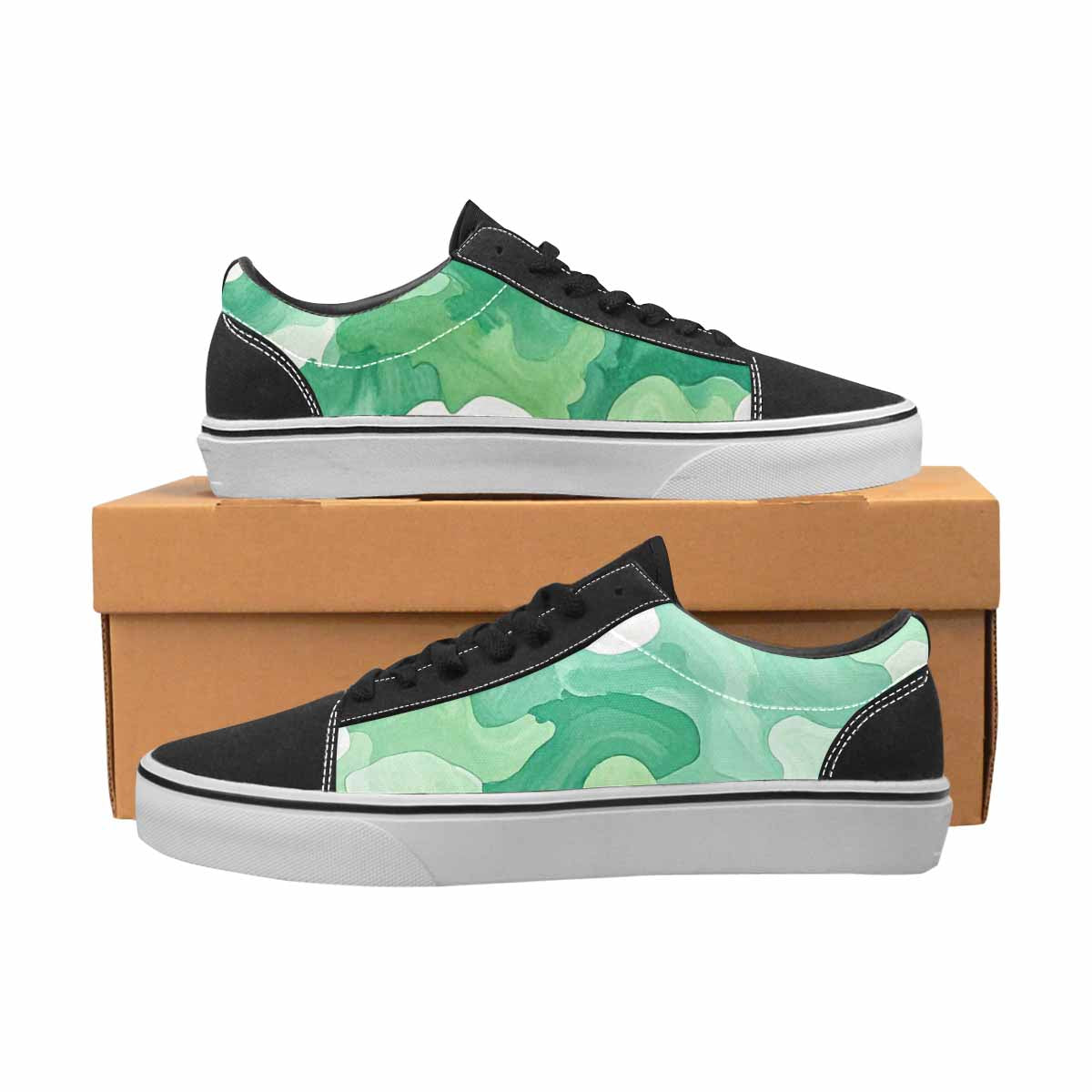 MEN'S Camo Mint Green White Canvas Lace-Up Y2K Custom Shoes