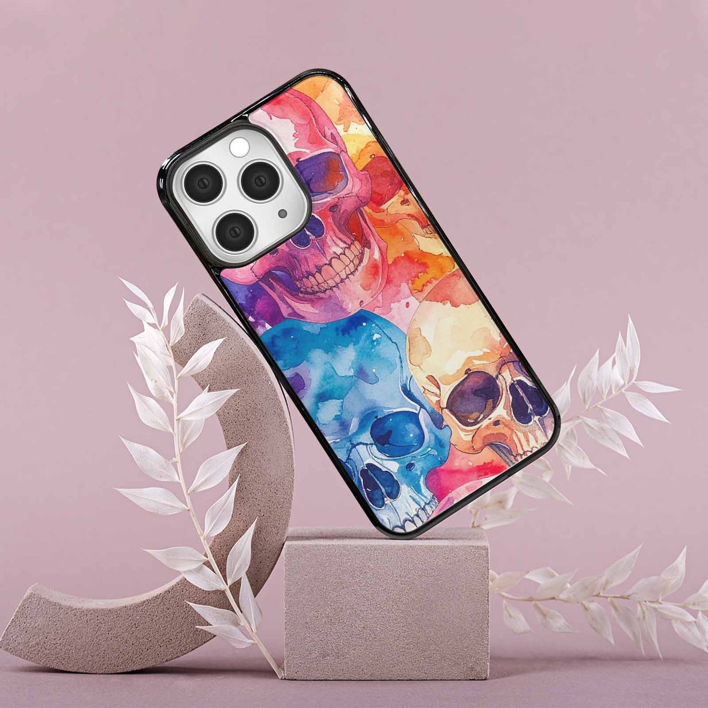 iPhone 15 Pro Max Case — Kulls Watercolor Skulls Small Skull Pattern, Custom Art Phone Cover