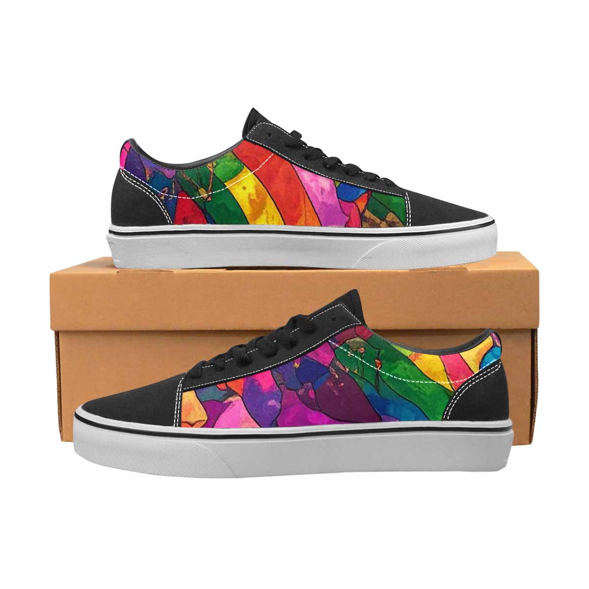 MEN'S Polysexual Flag Color Canvas Lace-Up Dark Academia Custom Shoes