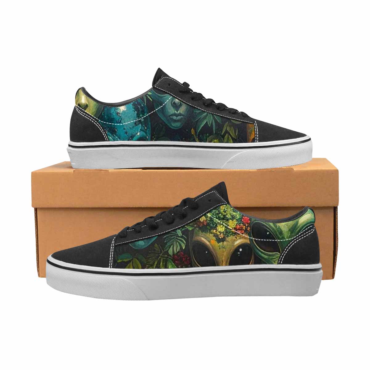 WOMEN'S Aliens Lace-Up Canvas Vivid Custom Sneakers