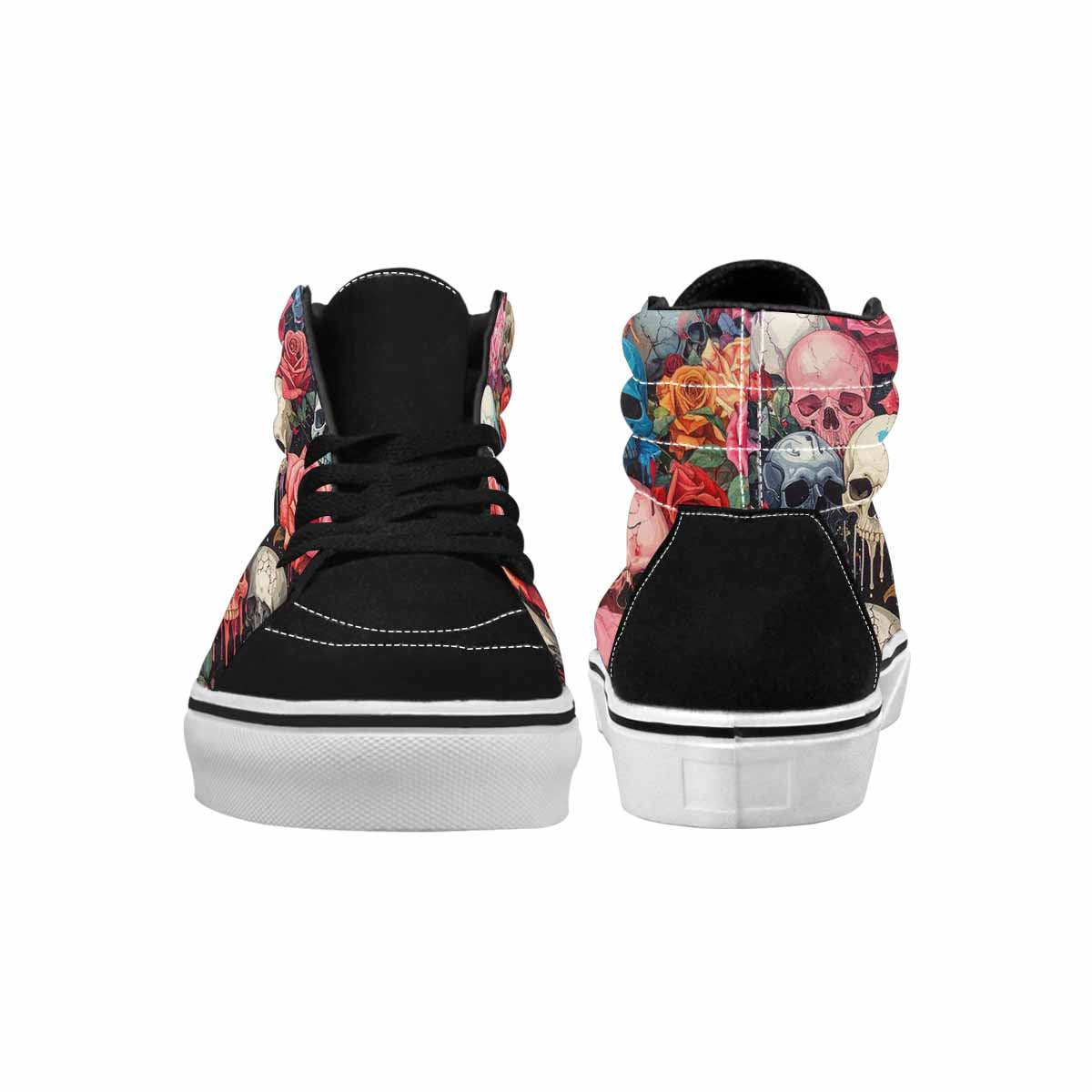 MEN'S Skulls Roses Melting Skulls High Top Canvas Grunge Custom Shoes