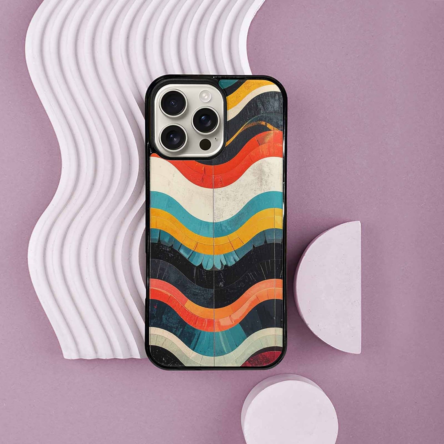 iPhone 16 Pro Max Case — Retro Wave Scallop Stripe Small Fpz, Unique Phone Case Design