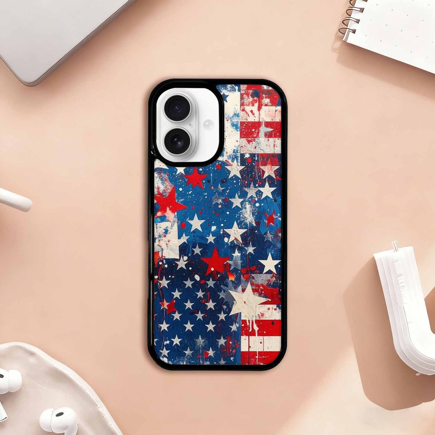 iPhone 17 Case — Patriotic Stars And Stripes Galaxy Space, Custom Made Phone Cover