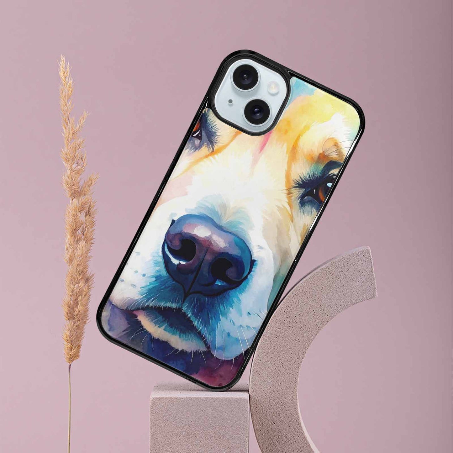 iPhone 15 Plus Case — Golden Retriever Watercolor Art Pattern, Custom Designed Case Cover