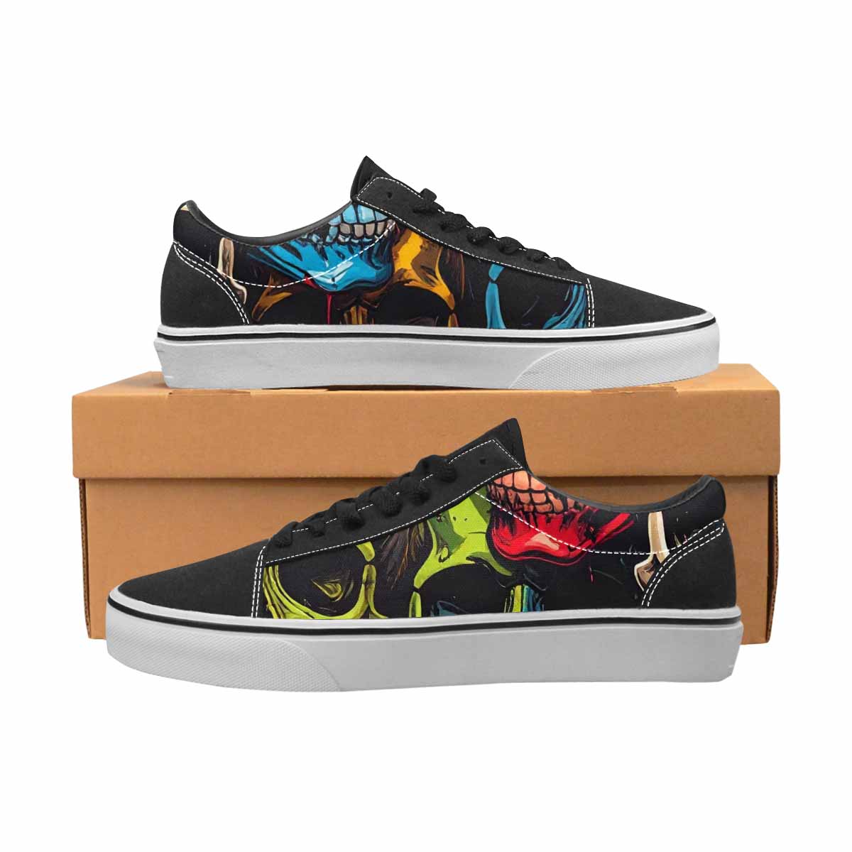 MEN'S Dripping Skulls Collage Canvas Lace-Up Y2K Custom Sneakers