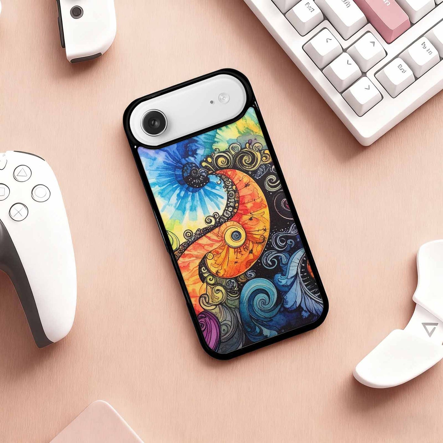 iPhone 17 Air Case — Tie Dye Swirls Black White Tie, Personalized Phone Case