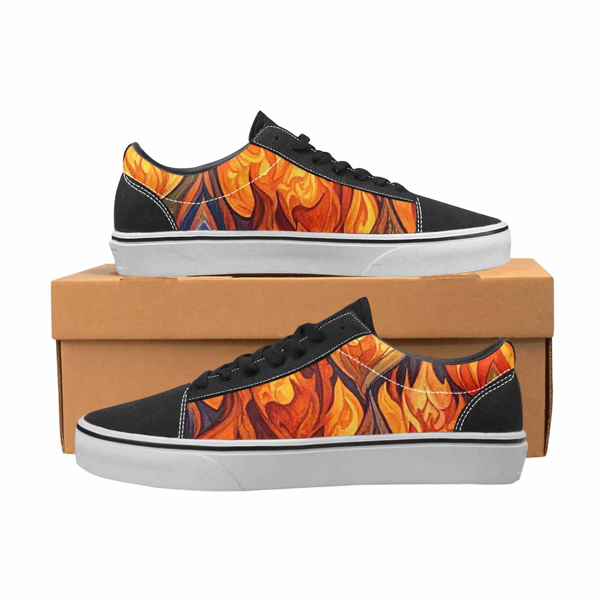 WOMEN'S Fire Flame Canvas Lace-Up Surreal Custom Sneakers