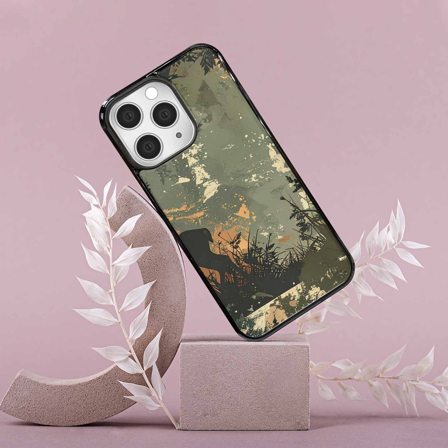 iPhone 15 Pro Max Case — Hunting Camouflage Pattern With Deer And, Custom Phone Case