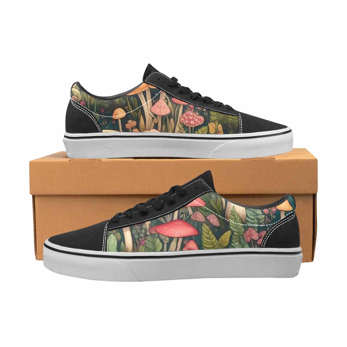 WOMEN'S Mushrooms Botanical Mushrooms Lace-Up Canvas Cottagecore Custom Sneakers