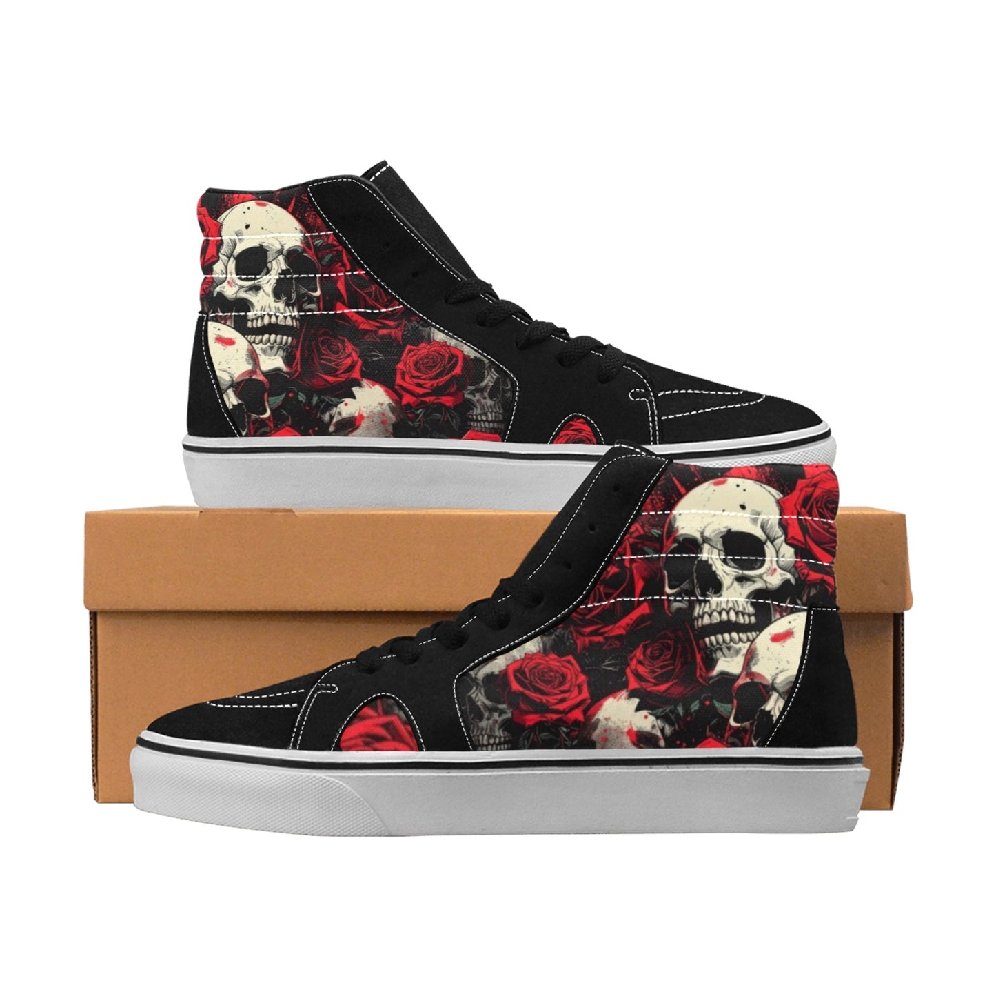 MEN'S Comic Book Skull Roses High Top Skateboarding Neon Fantasy Custom Sneakers