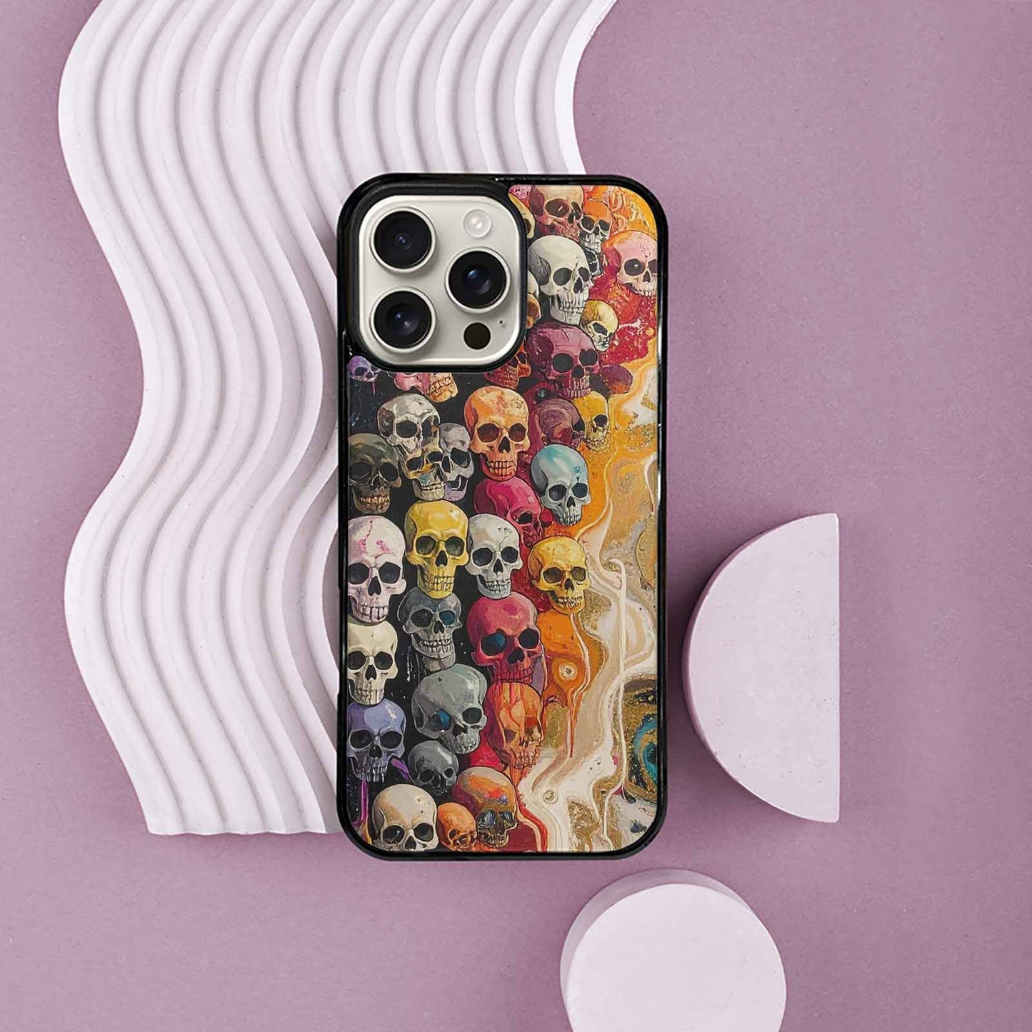 iPhone 16 Pro Max Case — Skulls Marbleskulls Pattern, Custom Designed Case Cover