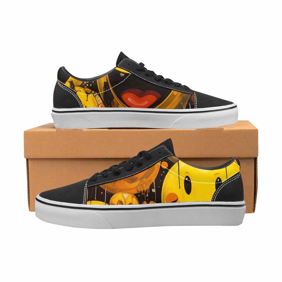 WOMEN'S Melting Moon Smiley Lace-Up Canvas Dreamcore Custom Shoes