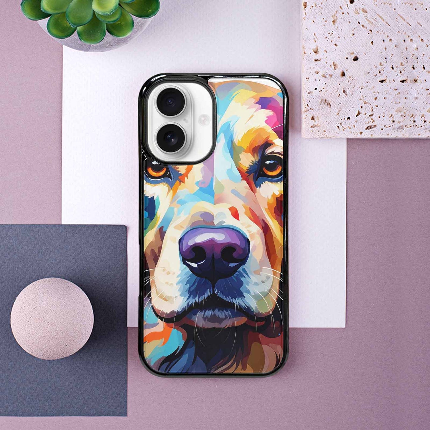 iPhone 16 Case — Golden Retriever Watercolor Art Pattern, Personalized Phone Case