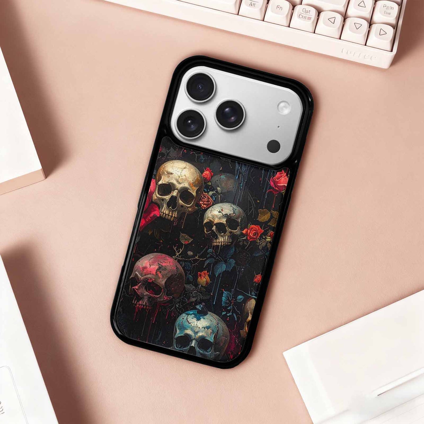 iPhone 17 Pro Case — Skulls And Rosesmelting Skulls A Gothic, Custom Phone Case