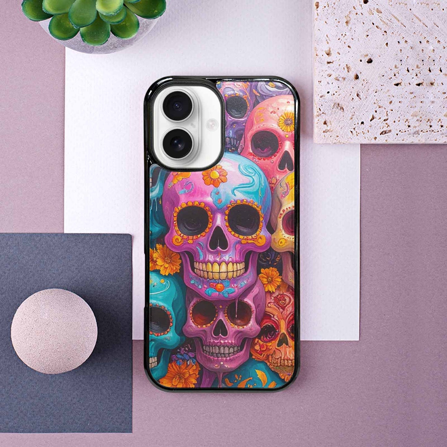 iPhone 16 Case — Sugar Skullsmelting Sugar Skulls, Custom Designed Case Cover