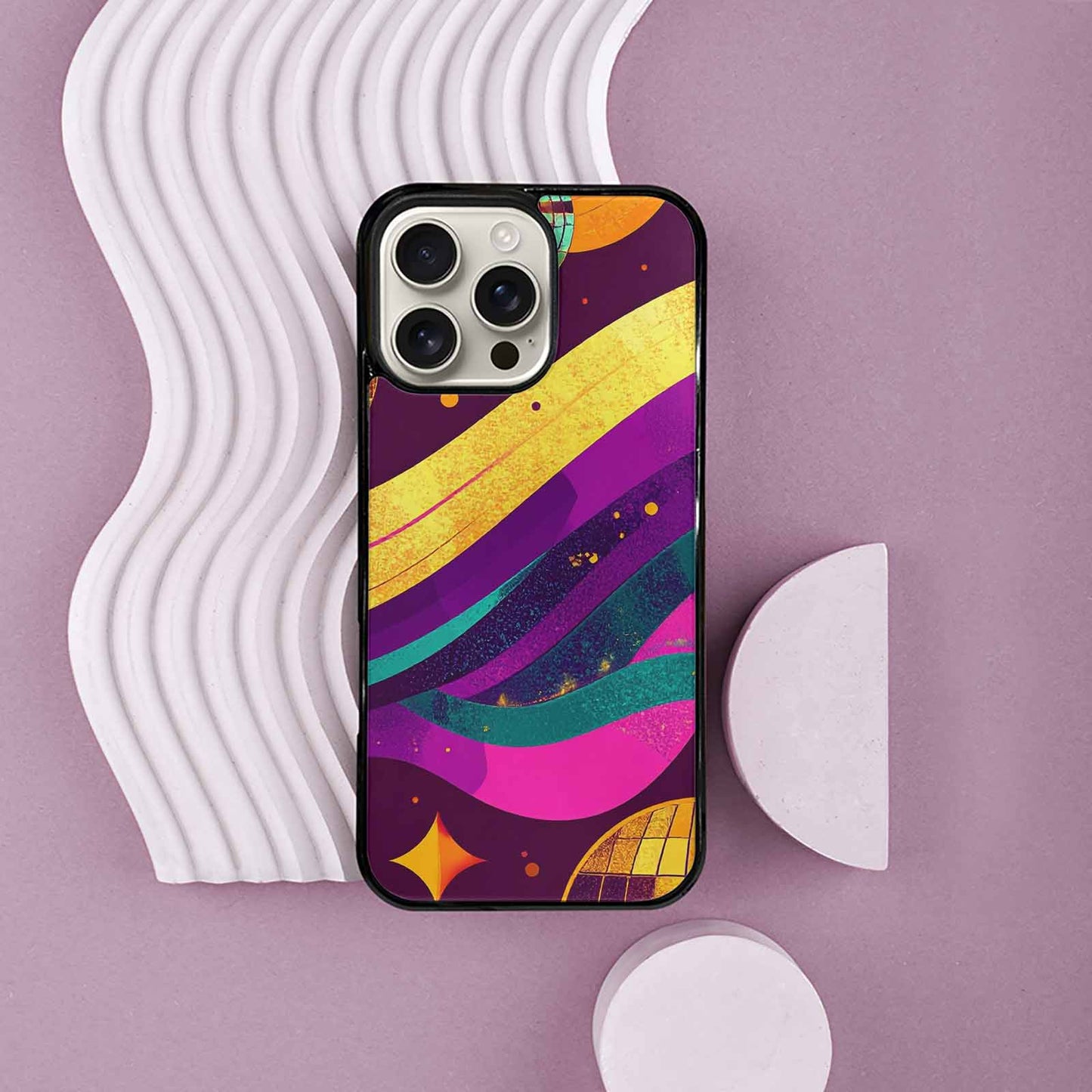 iPhone 16 Pro Max Case — 1970s Disco Art Pattern, Custom Print Case Cover