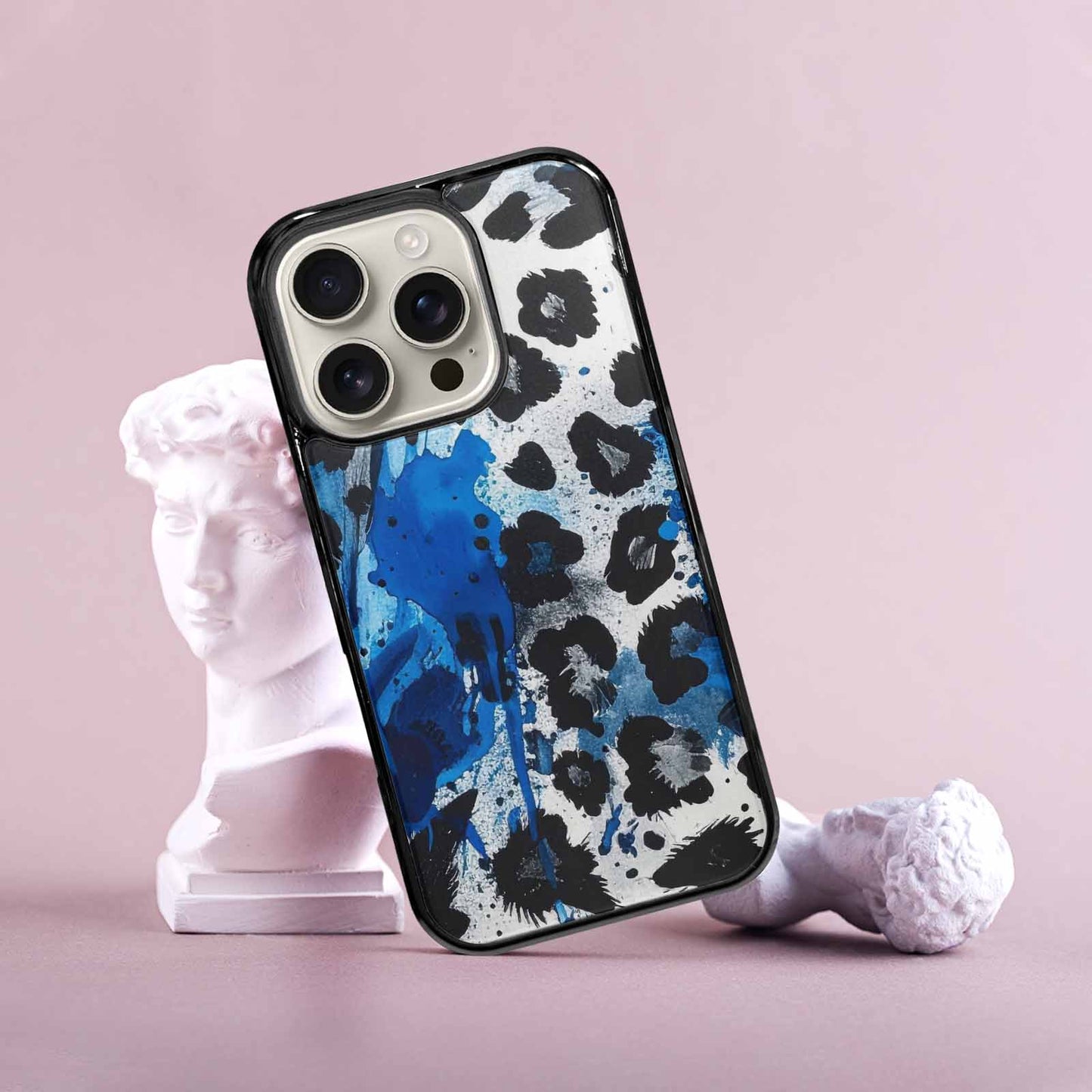 iPhone 16 Pro Case — Animal Print Black Blue Ink Animal, Customized Protective Case