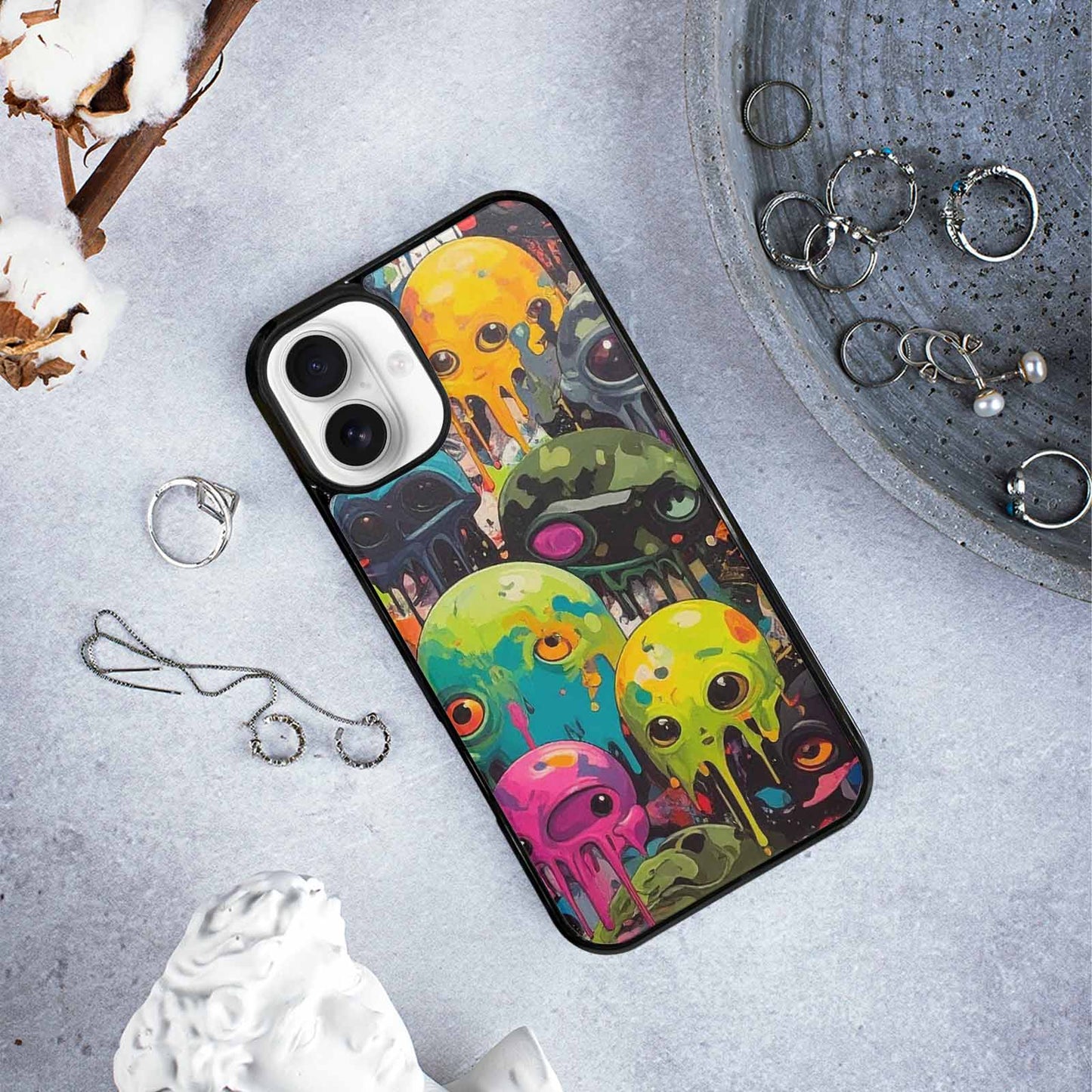 iPhone 16 Plus Case — Aliens Camomelting Aliens Patt Sex, Custom Print Case Cover