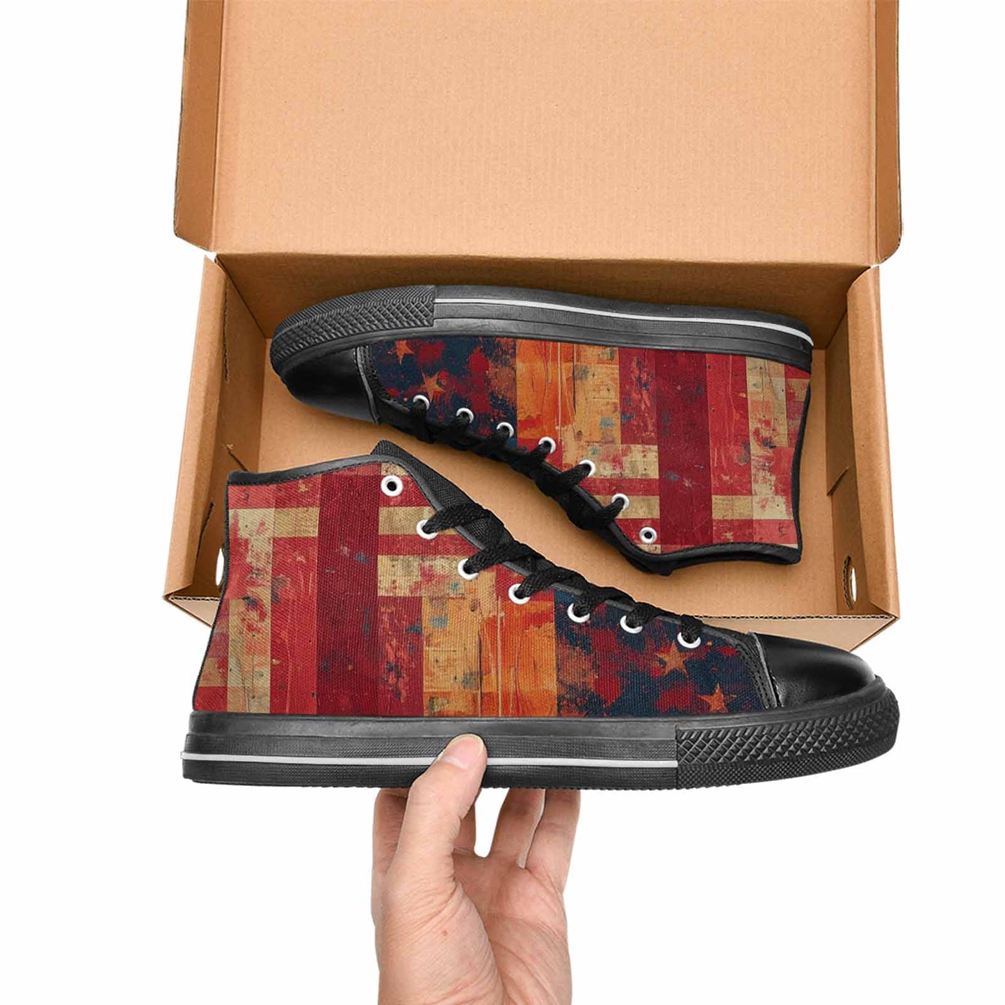 MEN'S American Flag Stars High Top Canvas Vivid Shoes