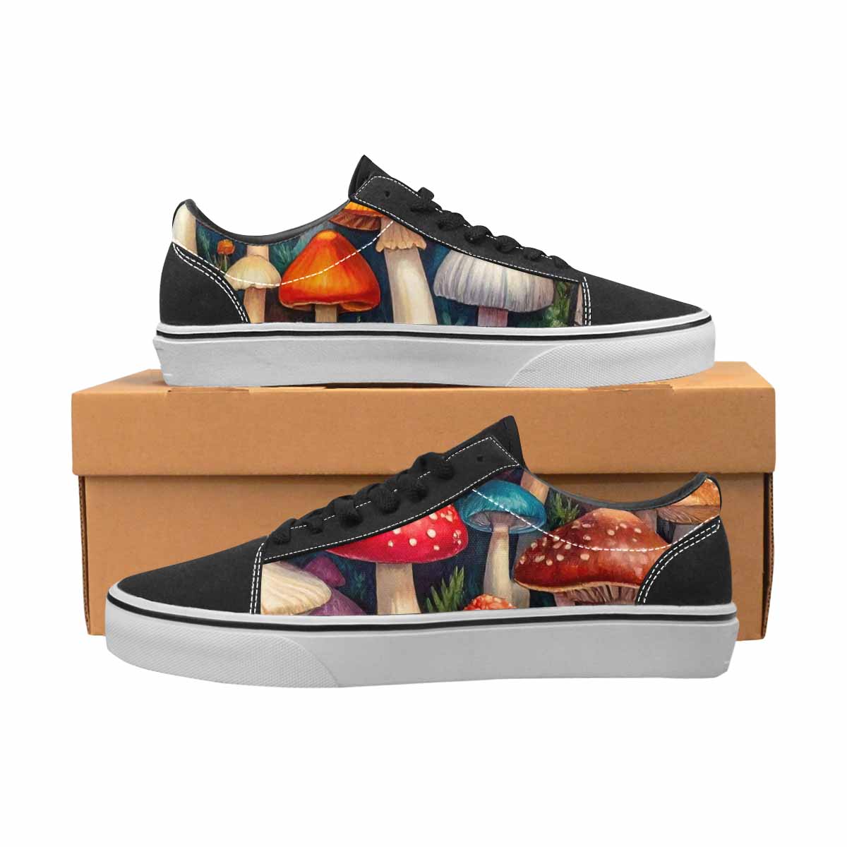 WOMEN'S Mushrooms (general) Lace-Up Canvas Neon Fantasy Custom Shoes