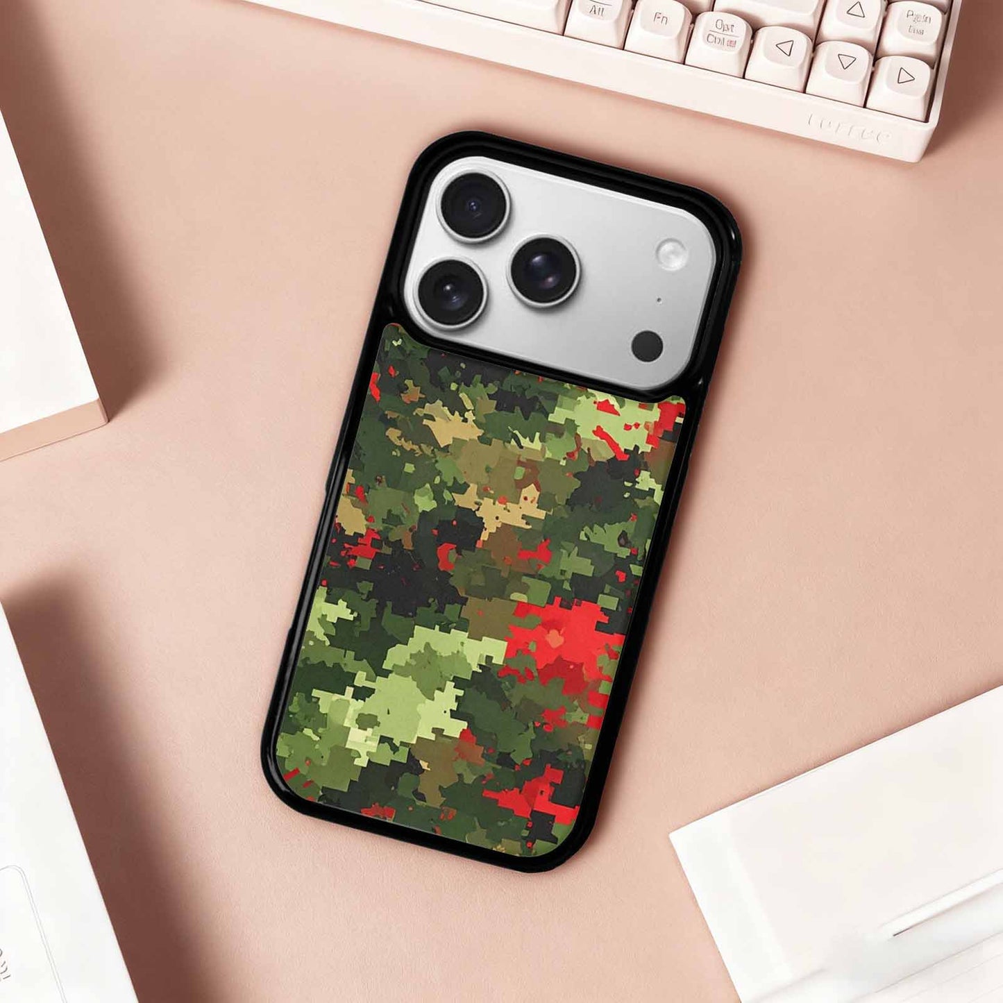 iPhone 17 Pro Case — Small Military Camouflage Blotch Pattern Camo, Custom Designed Case Cover