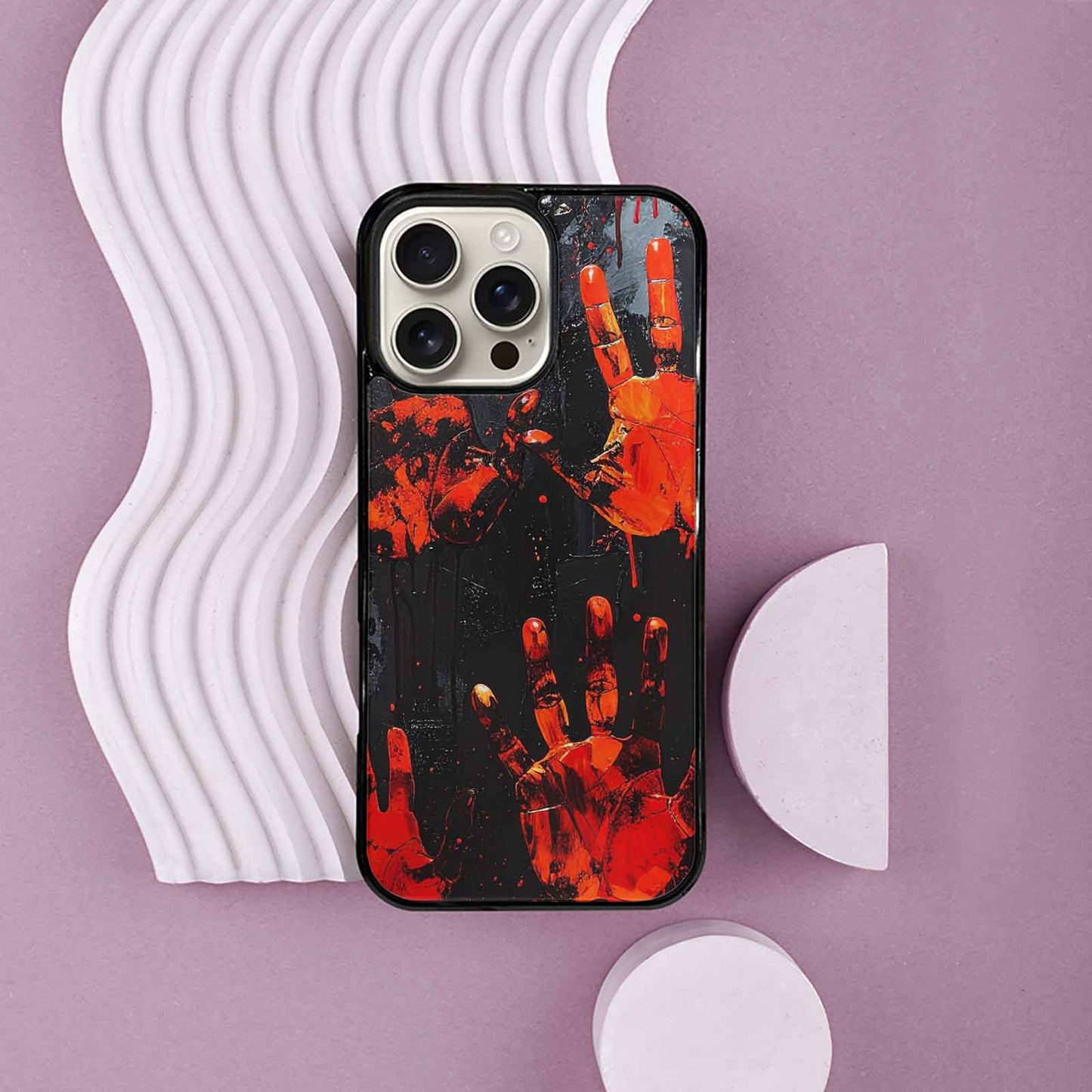 iPhone 16 Pro Max Case — Halloween Splatter Handprint, Original Design Phone Case