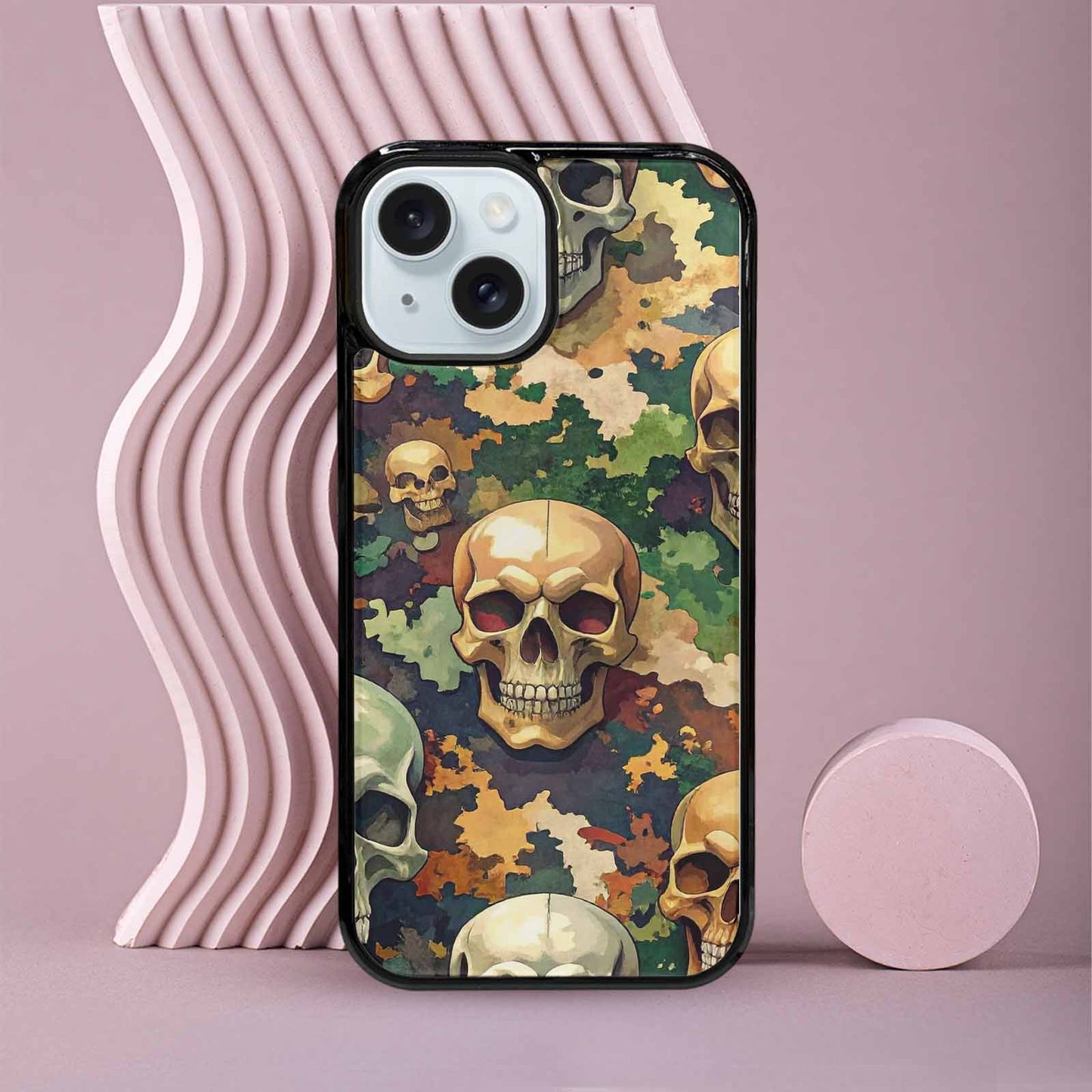 iPhone 15 Case — Skulls Camoskulls Pattern Hu A0j, Custom Made Phone Cover
