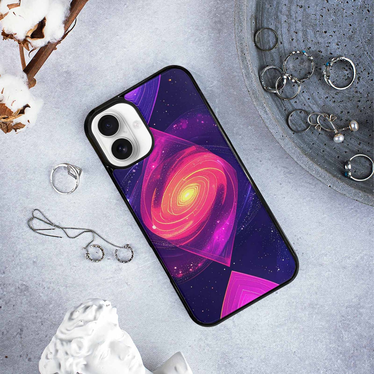 iPhone 16 Plus Case — Rose Galaxy Art Seamless Pattern Vibrant, Personalized Phone Case