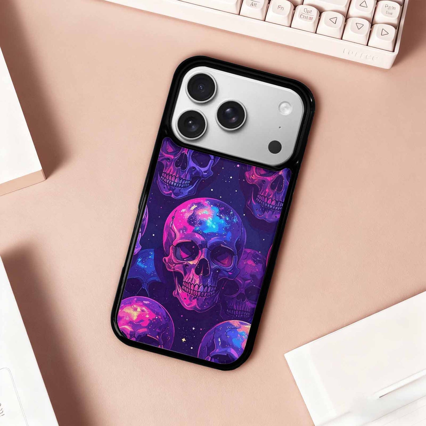 iPhone 17 Pro Case — Galaxy Skulls Art Seamless Tons Gothic, Customized Protective Case