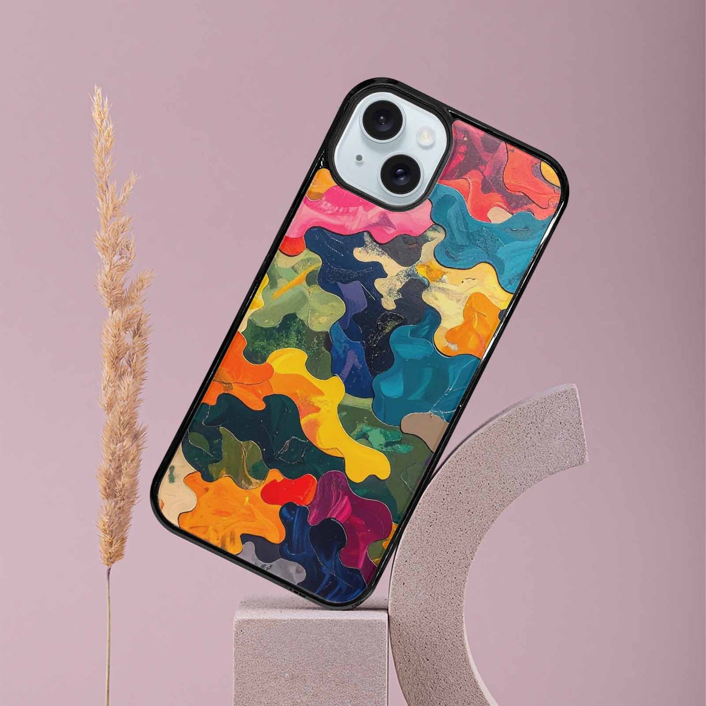 iPhone 15 Plus Case — Camo Patches Full Color Vibrant Camo, Customized Protective Case