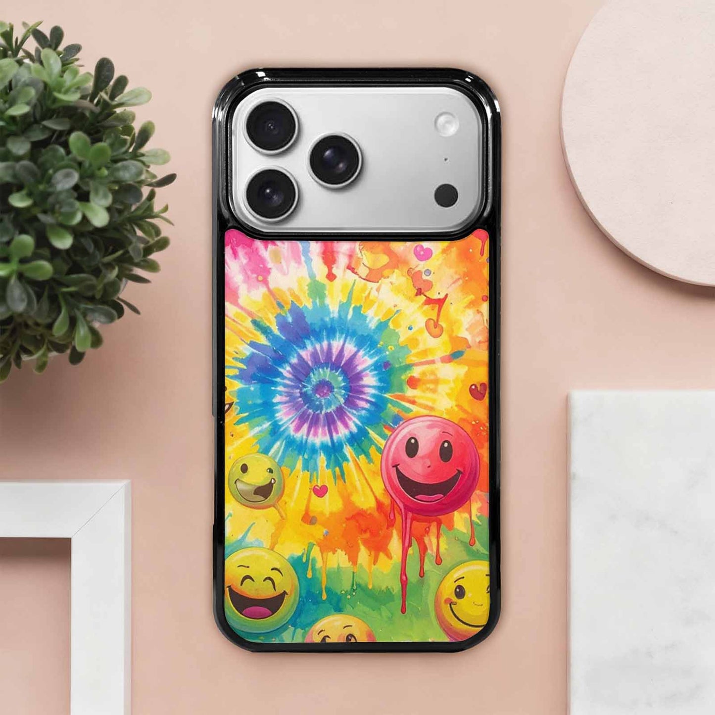 iPhone 17 Pro Max Case — Smiley Facessmiley Faces Tie Original Art, Custom Print Case Cover