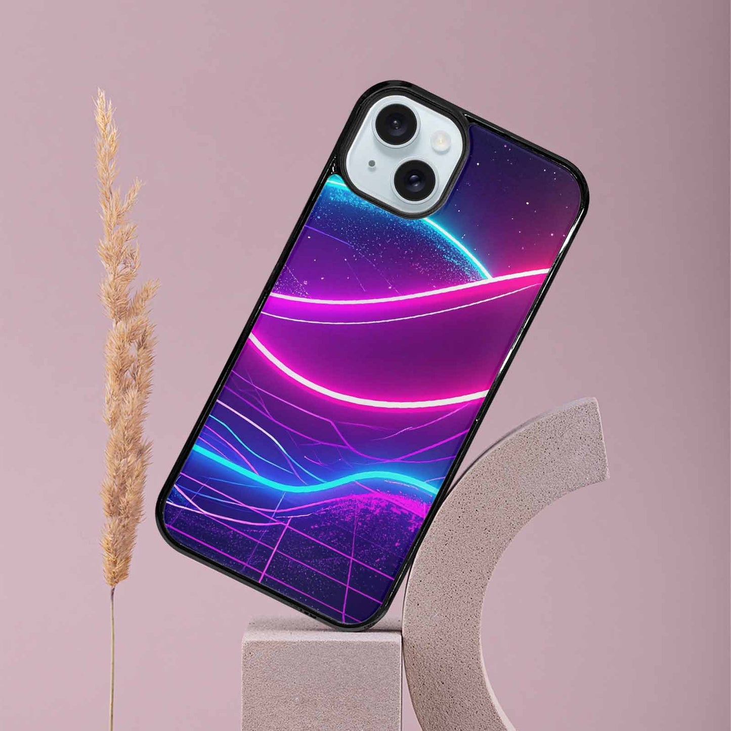 iPhone 15 Plus Case — 1980s Neon Cartoon Art Pattern, Custom Print Case Cover