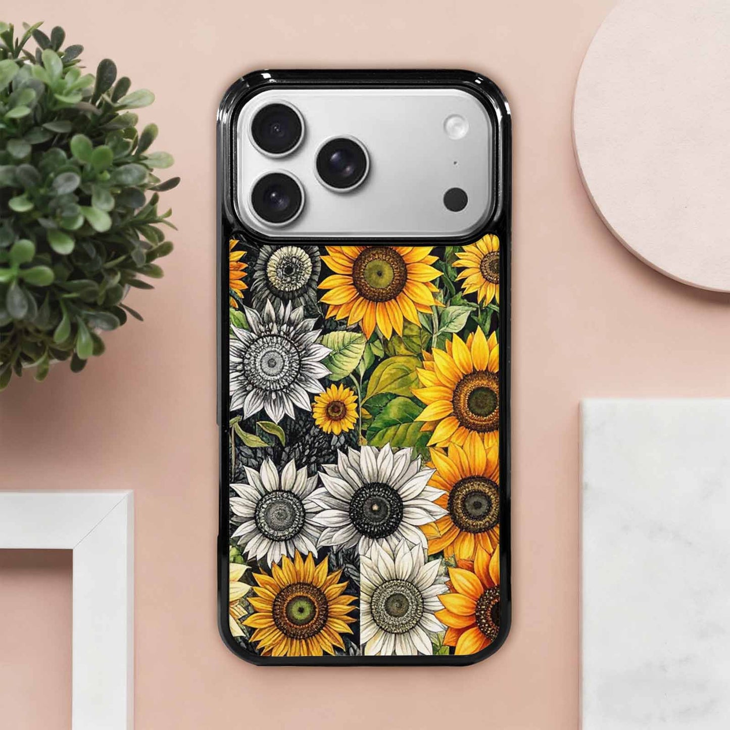 iPhone 17 Pro Max Case — Small Sunflower Pattern, Randomly Floral, Custom Art Phone Cover