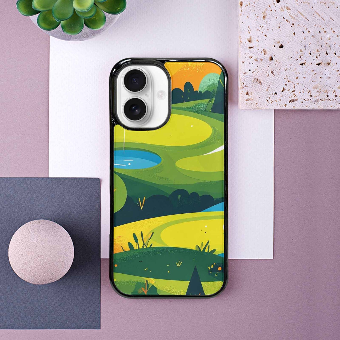 iPhone 16 Case — Golf Cartoon Art Pattern, Custom Phone Case
